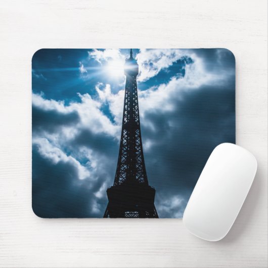 Tapis De Souris Nuit bleue Tour Eiffel (Avec souris)