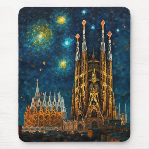 Tapis De Souris Nuit Catalan Starry Gaudí rencontre Van Gogh