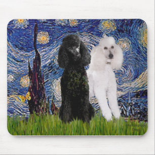 Tapis De Souris Nuit étoilée - Deux Poodles Standards