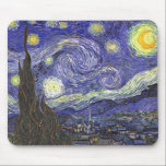 Tapis De Souris Nuit étoilée par Vincent van Gogh<br><div class="desc">Starry Night by Vincent van Gogh est un post impressionnisme d'art vintage paysage de paysages avec vue sur Saint Rémy, France depuis l'asile de van Gogh. Le ciel nocturne tourbillonne de nuages avec une lune brillante et des étoiles brillantes au-dessus du village pittoresque. Starry Night est probablement le tableau le...</div>