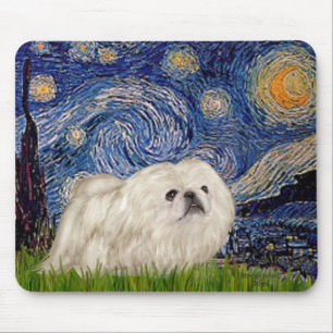 Tapis De Souris Nuit étoilée - Pékinese blanc 4