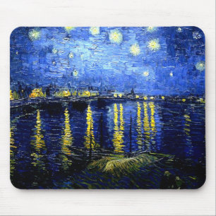 Tapis De Souris Nuit étoilée sur le Rhône, œuvre d'art de van Gogh