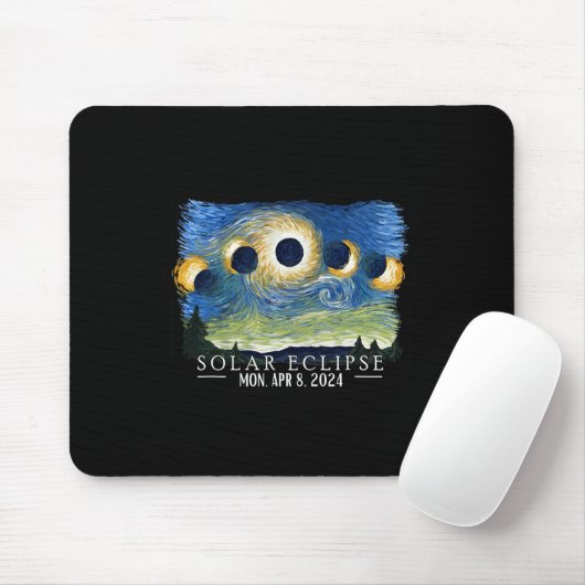Tapis De Souris Nuit étoilée Total Solaire Eclipse 2024 Tot Améric (Avec souris)