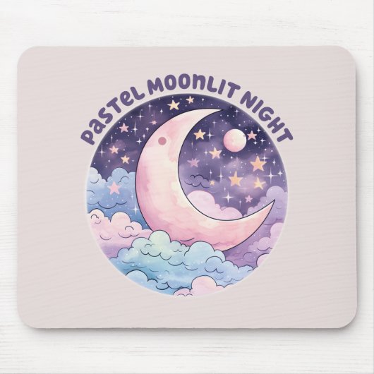 Tapis De Souris Nuit Pastel Moonlit - Dreamcent Crescent Moon (Devant)
