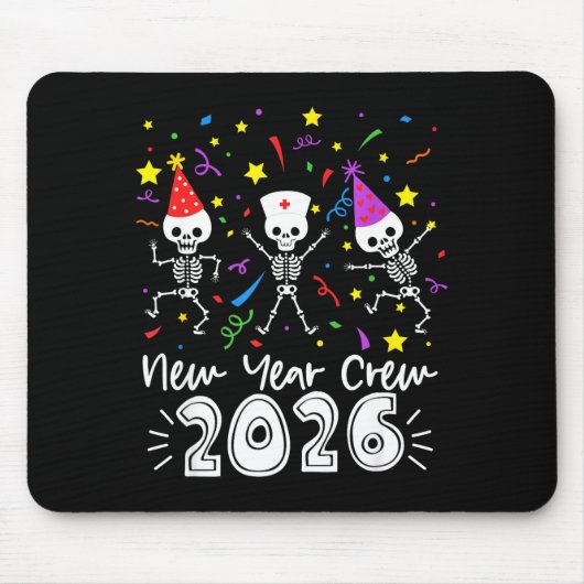 Tapis De Souris Nurse Dancing Skeleton New Year Crew 2026 Funny Er (Devant)
