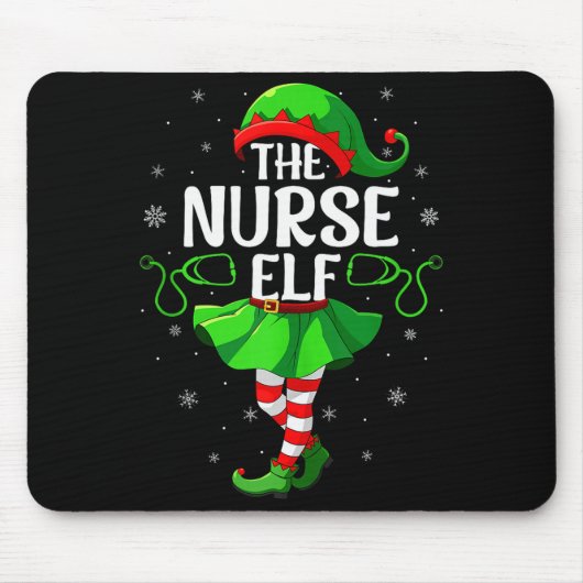 Tapis De Souris Nurse Elf Christmas Girls Women Elf Squad Xmas Fam (Devant)