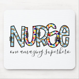Tapis De Souris Nurse One Superhero Extraordinaire Typographie mod