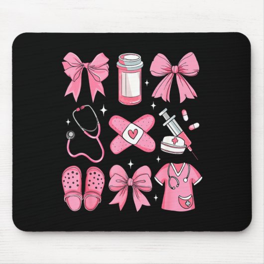 Tapis De Souris Nurse Valentines Day Coquette Bow Valentine Nurse  (Devant)