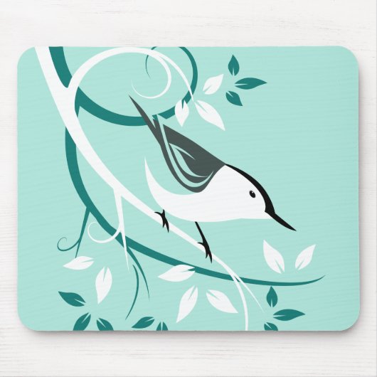 Tapis De Souris Nuthatch stylisé dans l'arbre (Devant)