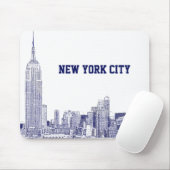 Tapis De Souris NYC Skyline Etched 01 Blue (Avec souris)