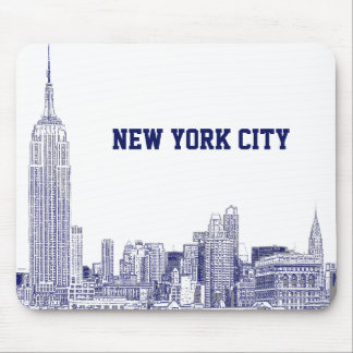 Tapis De Souris NYC Skyline Etched 01 Blue