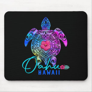 Tapis De Souris Oahu Hawaii Hawaïen Tie Dye Tortue de Mer Vacances