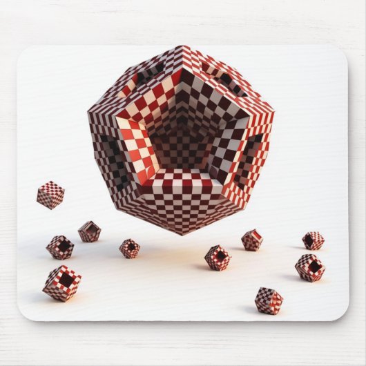 Tapis De Souris Objets géométriques damier rouge et blanc (Devant)