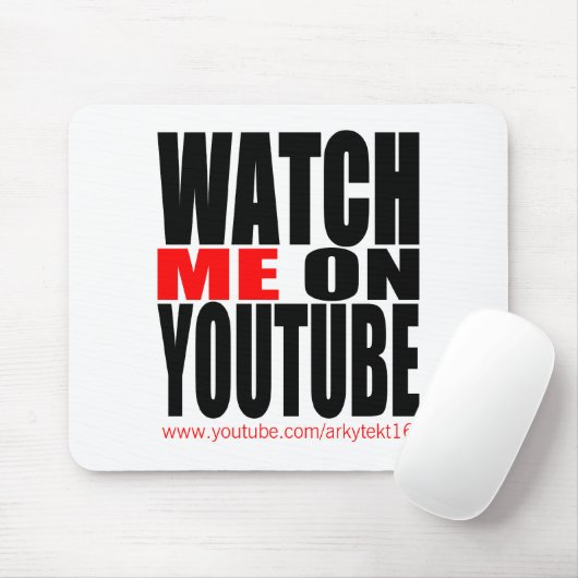 Tapis De Souris Observez-moi sur YouTube | modernes (foncé) (Avec souris)