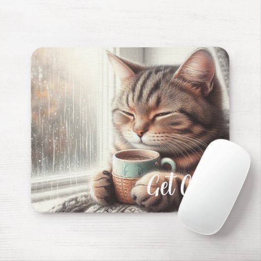 Tapis De Souris Obtenez un chat confortable (Avec souris)