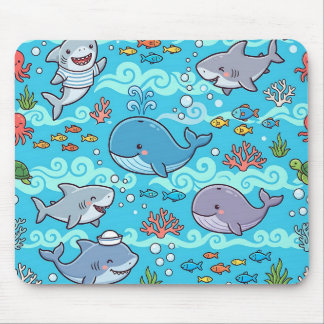 Tapis de souris océan requin & baleine pour enfant