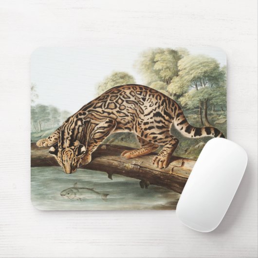 Tapis De Souris Ocelot, chat léopard (Felis pardalis) Illustration (Avec souris)