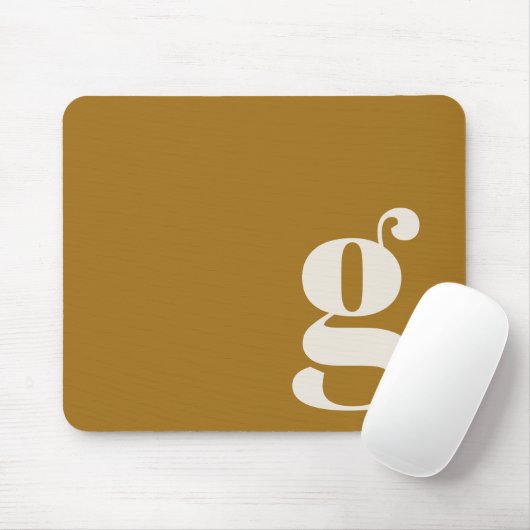 Tapis De Souris Ochre Gold Minimal Rétro Monogramme Initiale Perso (Avec souris)