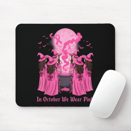 Tapis De Souris October We Wear Nk Witch Halloween Breast Cancer A (Avec souris)