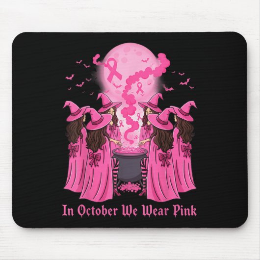 Tapis De Souris October We Wear Nk Witch Halloween Breast Cancer A (Devant)