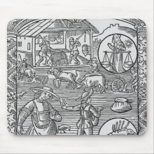 Tapis De Souris Octobre, encemencement, labourant et battant,