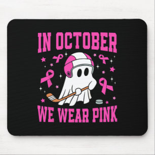 Tapis De Souris Octobre Nous Portons Le Fantôme Rose Hockey Cancer