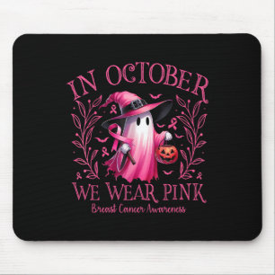 Tapis De Souris Octobre Nous Portons Pink Ghost Witch Cancer du Se