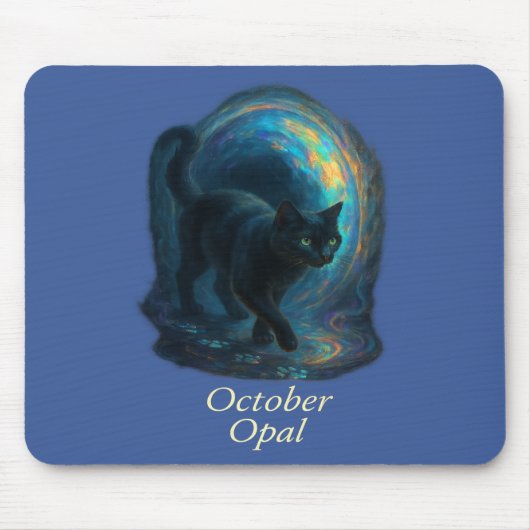 Tapis De Souris octobre Opal - Black Cat & Iridescal Portal (Devant)