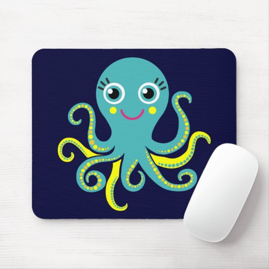 Tapis De Souris Octopus bleu et jaune (Avec souris)