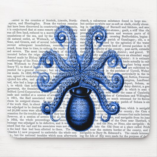 Tapis De Souris Octopus bleu vintage 1 sous (Devant)