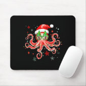 Tapis De Souris Octopus Gles Santa Hat Christmas Light Ocean Anima (Avec souris)