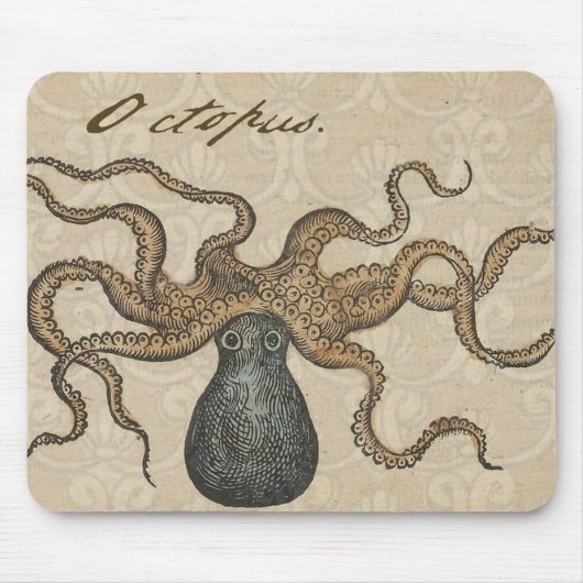 Tapis De Souris Octopus Kraken Illustration Vintage (Devant)