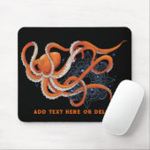 Tapis De Souris Octopus Orange Mandala bleu (Avec souris)