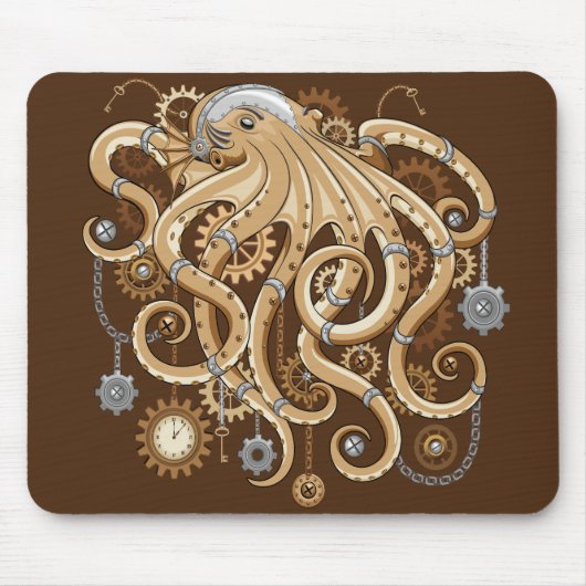 Tapis De Souris Octopus Steampunk Surreal Retro Style Machine (Devant)