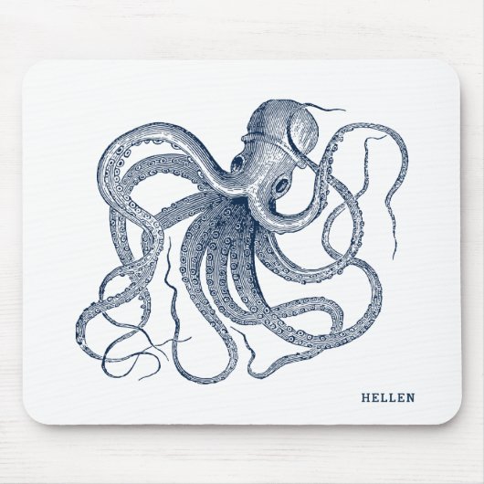 Tapis De Souris Octopus Vintage bleu marine (Devant)