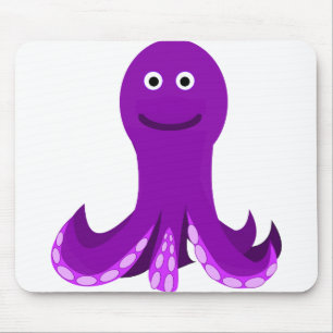 Tapis De Souris Octopus violet joyeux Vie marine de dessin animé s