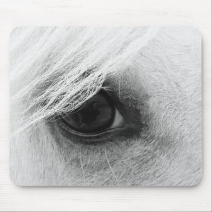 Tapis De Souris Oeil de cheval en noir et blanc