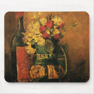 Tapis De Souris Œillets, roses et un flacon par Vincent van Gogh