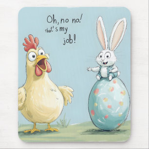 Tapis De Souris OEuf de poulet lapin en caricature Amusant Pâques