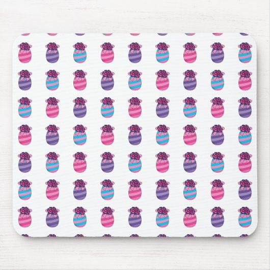 Tapis De Souris Oeufs de Pâques aux fleurs et au ruban (Devant)