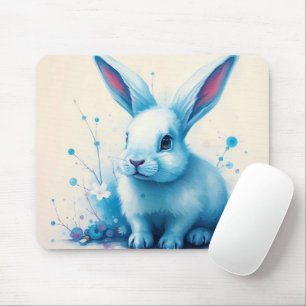 Tapis De Souris Oeuvre d'aquarelle de lapin bleu