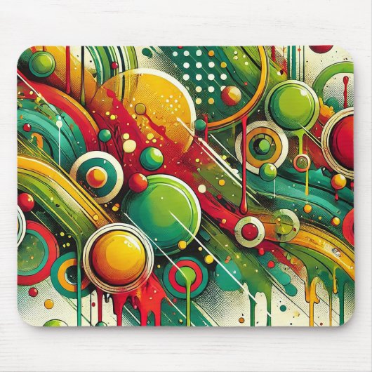 Tapis De Souris Œuvre d'art abstraite dynamique avec des cercles c (Devant)