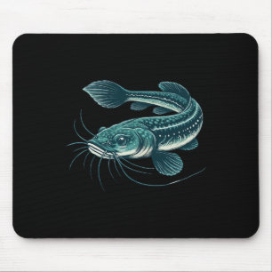 Tapis De Souris Œuvre d'art de pêche vintage Poisson-chat marcheur