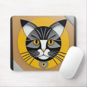 Tapis De Souris Œuvre d'art géométrique de chat (Avec souris)