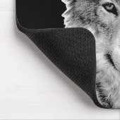 Tapis De Souris Oeuvre de Loup noir et blanc (Coin)