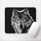 Tapis De Souris Oeuvre de Loup noir et blanc (Avec souris)