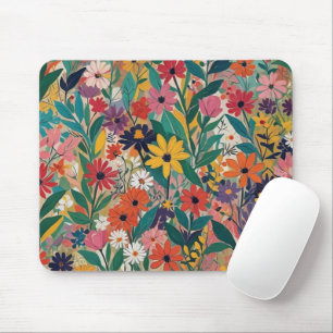 Tapis De Souris OEuvre florale colorée