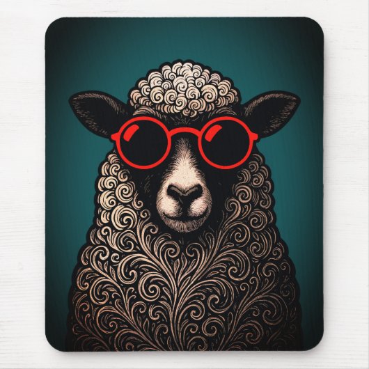 Tapis De Souris Oeuvre murale de moutons cool (Devant)