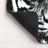 Tapis De Souris OEuvre oculaire noir blanc Sumatra Bornéo Tiger (Coin)