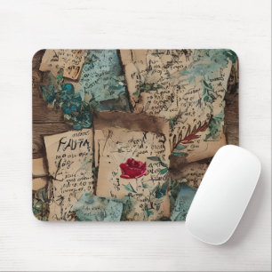 Tapis De Souris OEuvre vintage cool Vieux papier rustique Rose rou